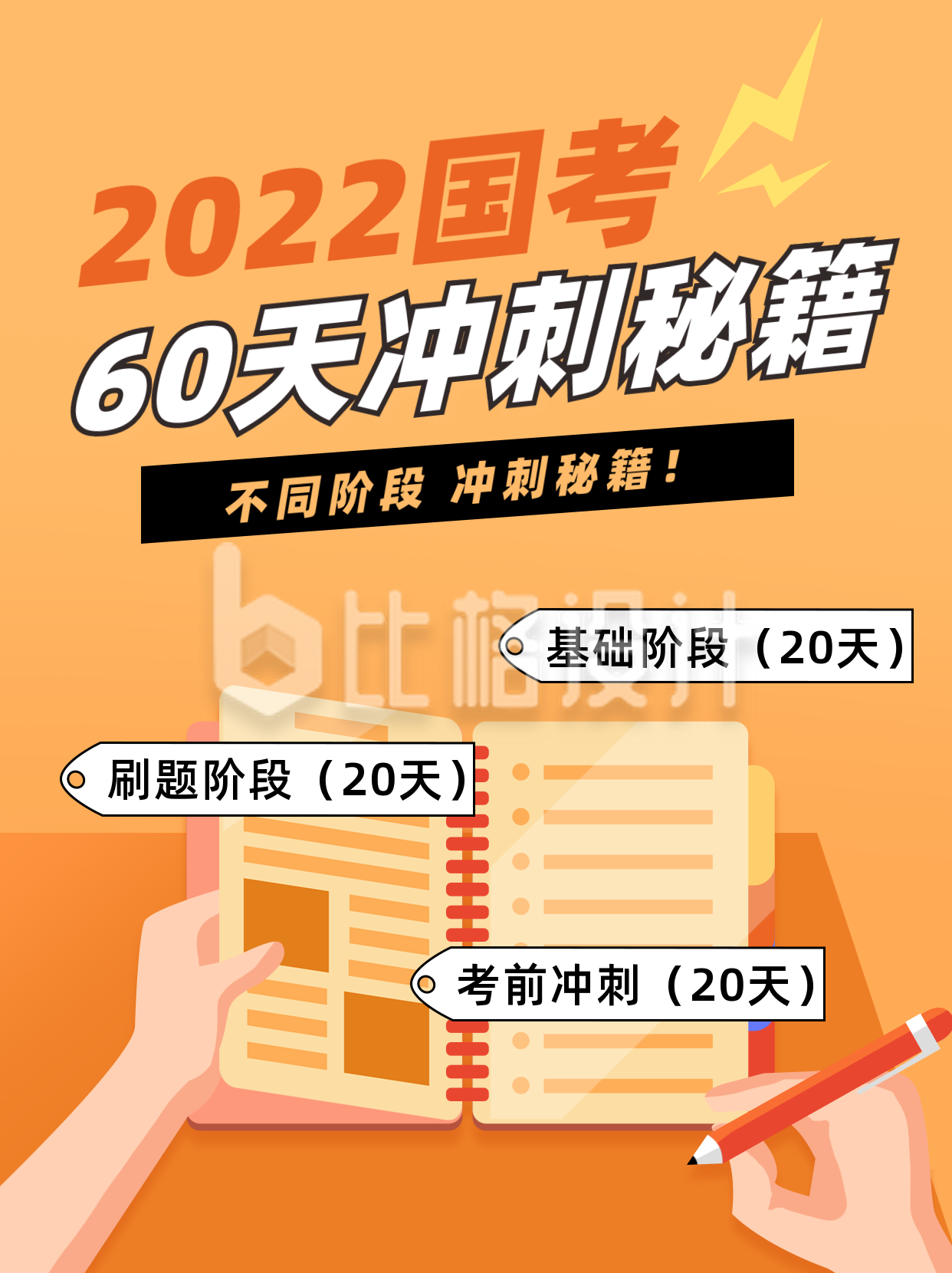 橙色手绘风教育国考考前冲刺小红书封面 橙色手绘风教育国考考前冲刺小红书封面