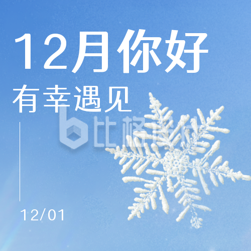 12月你好冬季日签雪花公众号封面次图