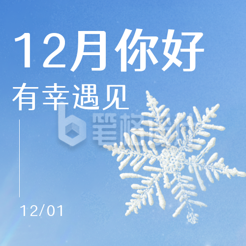 12月你好冬季日签雪花公众号封面次图