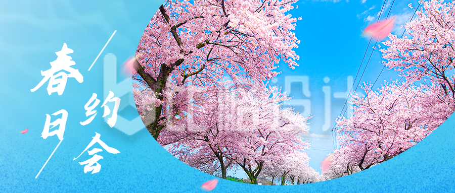 春季春天旅游踏青赏花樱花景点公众号封面首图