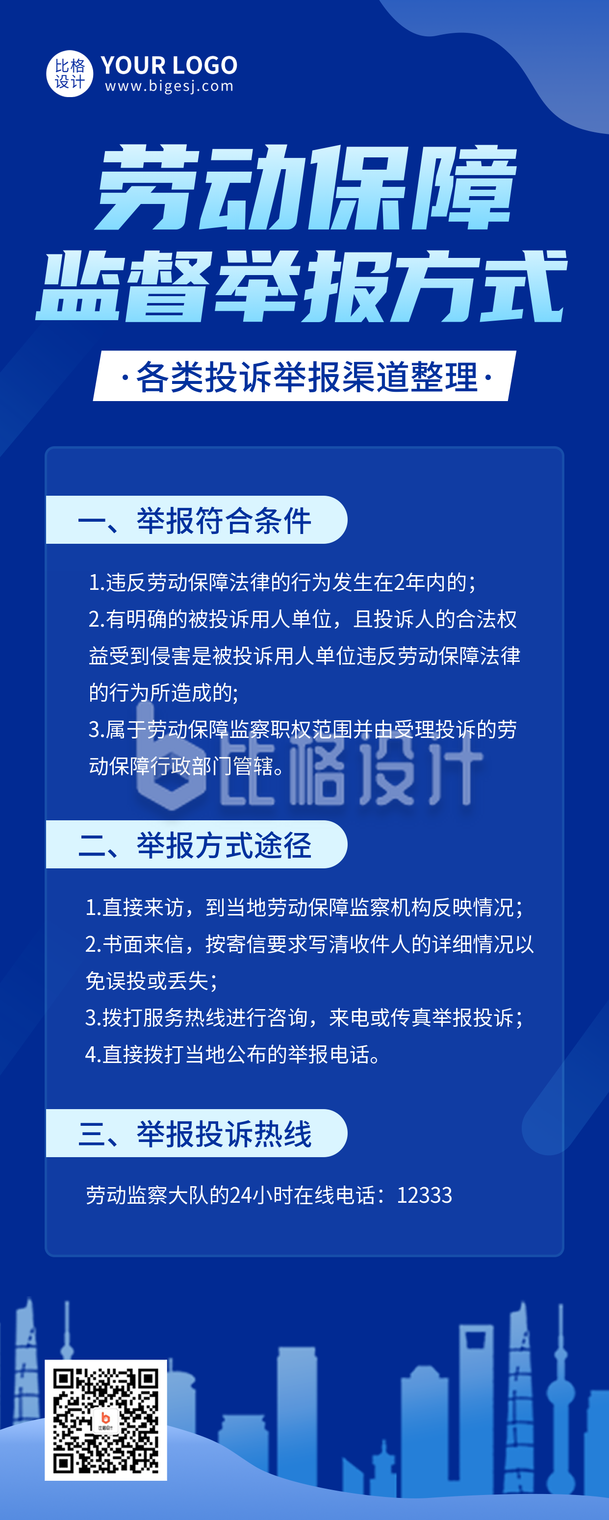 劳动保障监督举报方式长图海报