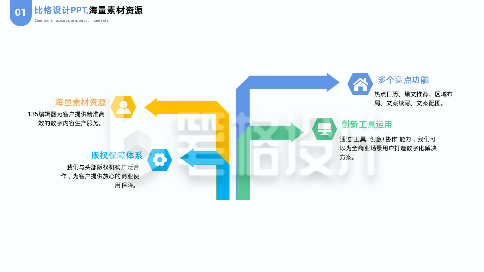 简约商务企业工作箭头流程图PPT单页