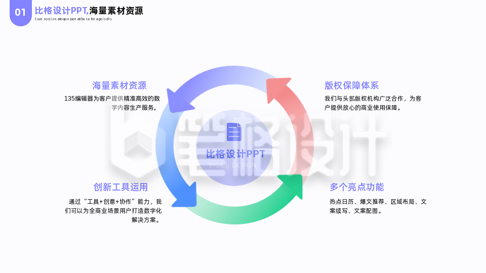 简约商务企业工作圆形箭头PPT单页