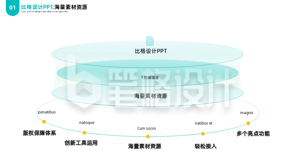 简约商务企业工作总结立体椭圆流程PPT单页 简约商务企业工作总结立体椭圆流程PPT单页