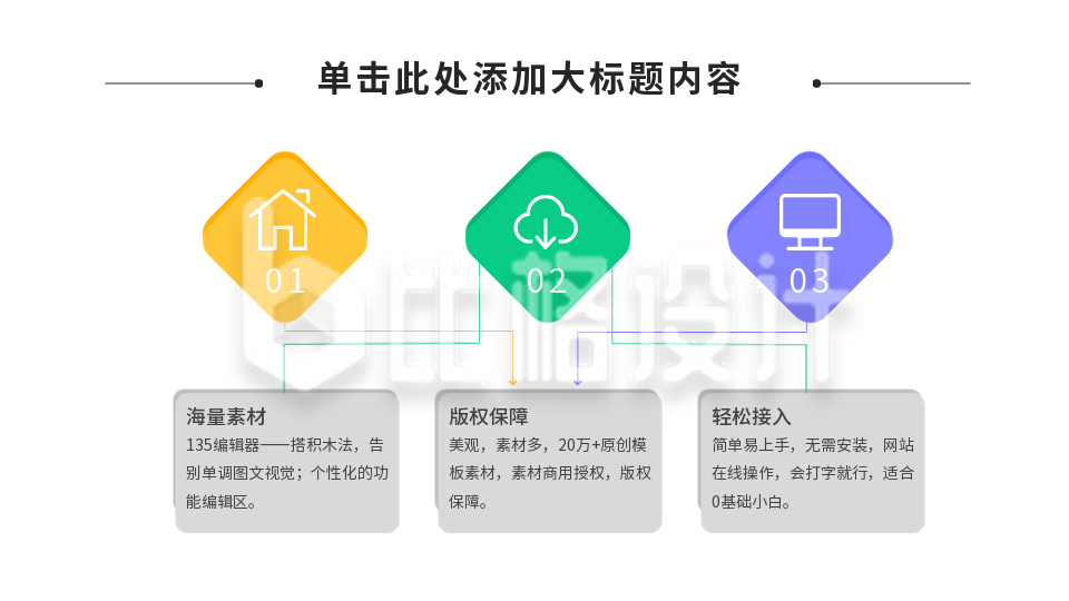 彩色三项关系PPT单页