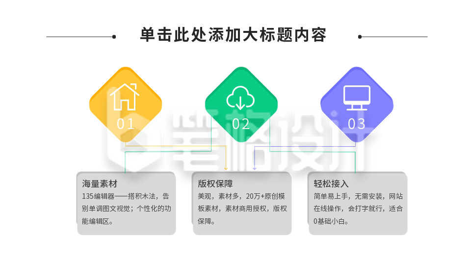 彩色三项关系PPT单页