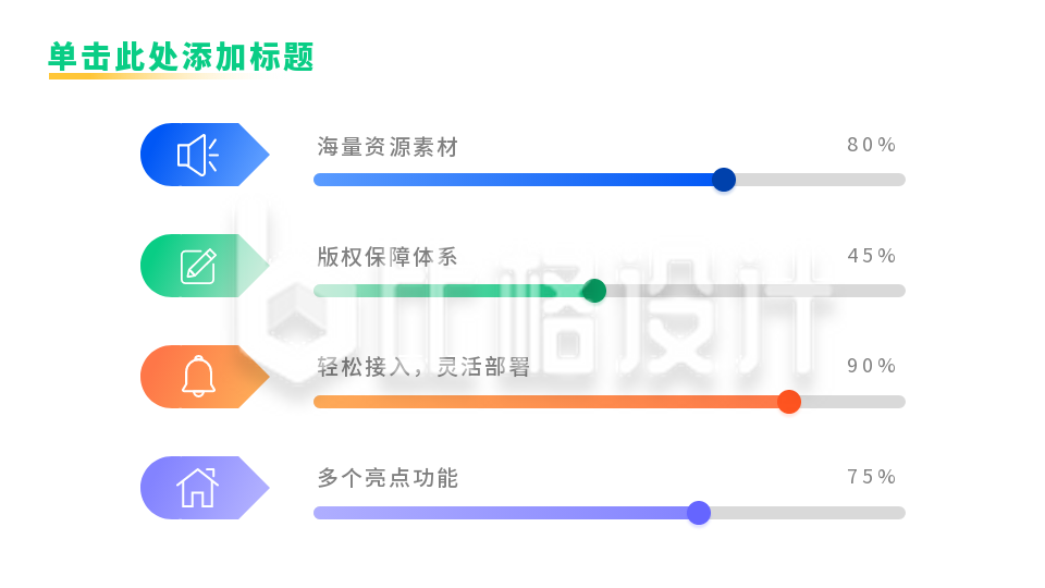 彩色四项数据分析关系图PPT单页