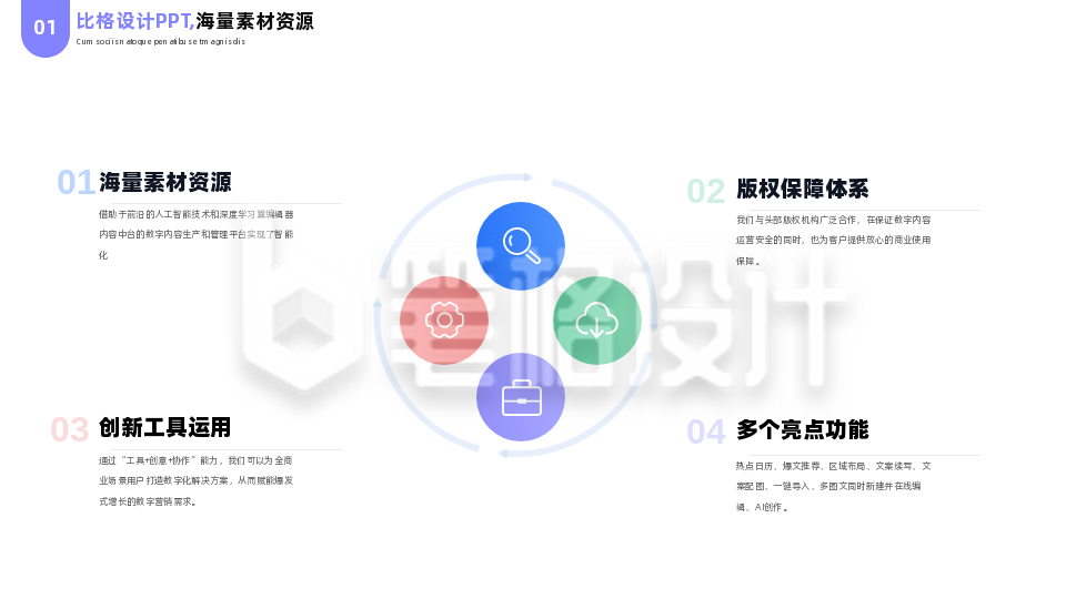 简约商务企业工作四项并列PPT单页 简约商务企业工作四项并列PPT单页