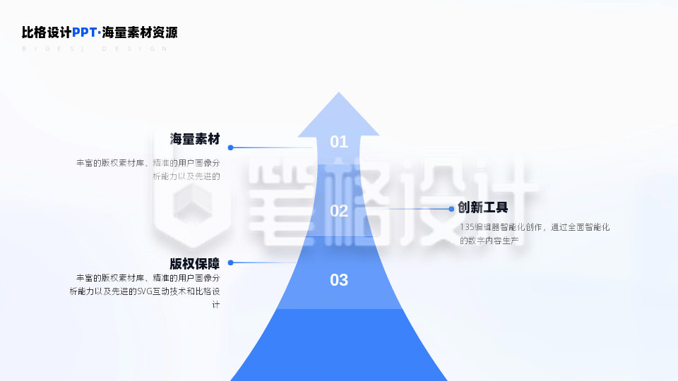 箭头三项递进关系PPT单页