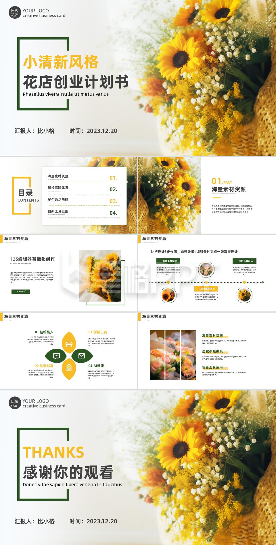 花店创业计划书PPT 花店创业计划书PPT