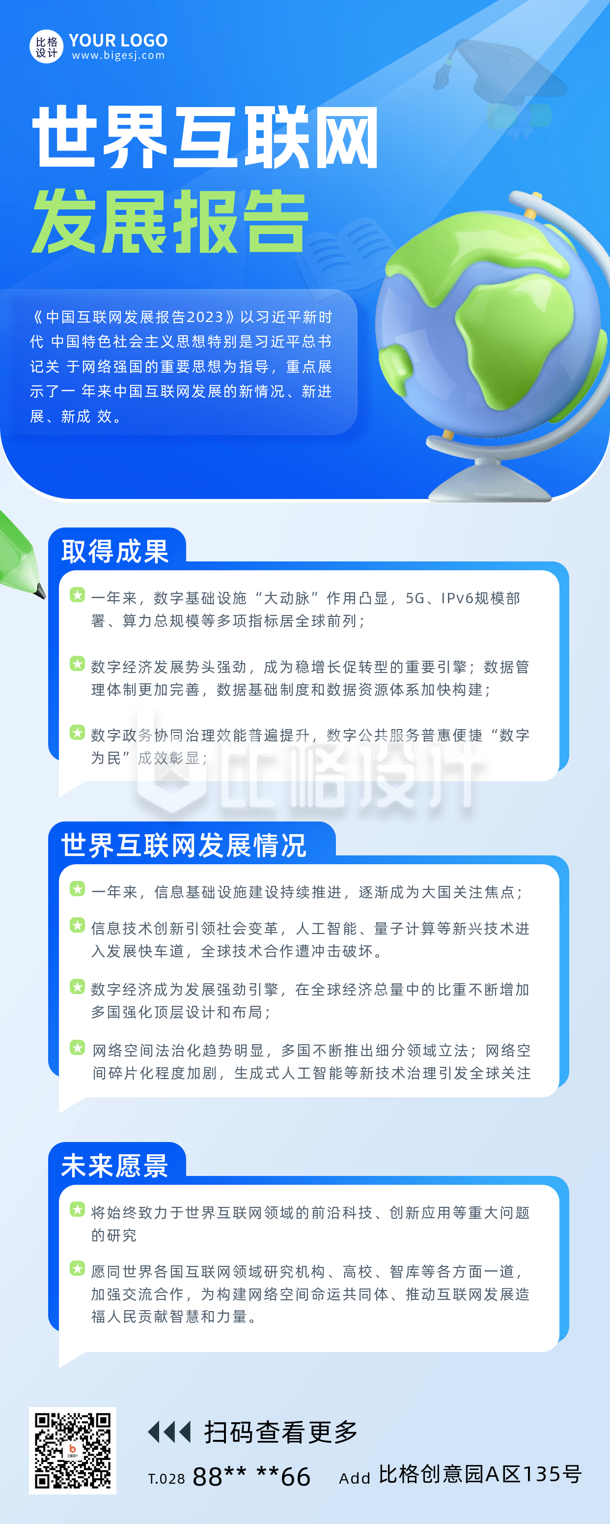 互联网发展报告科普长图海报