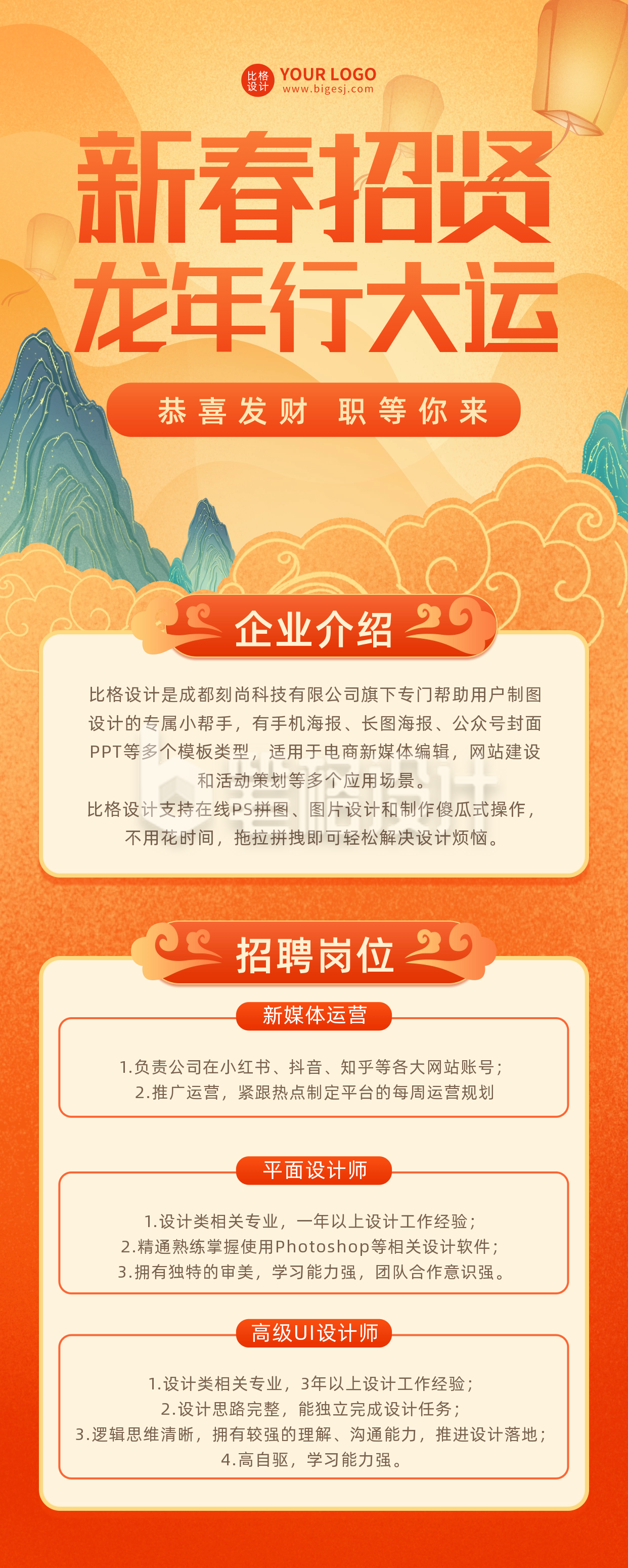 新春招聘宣传长图海报