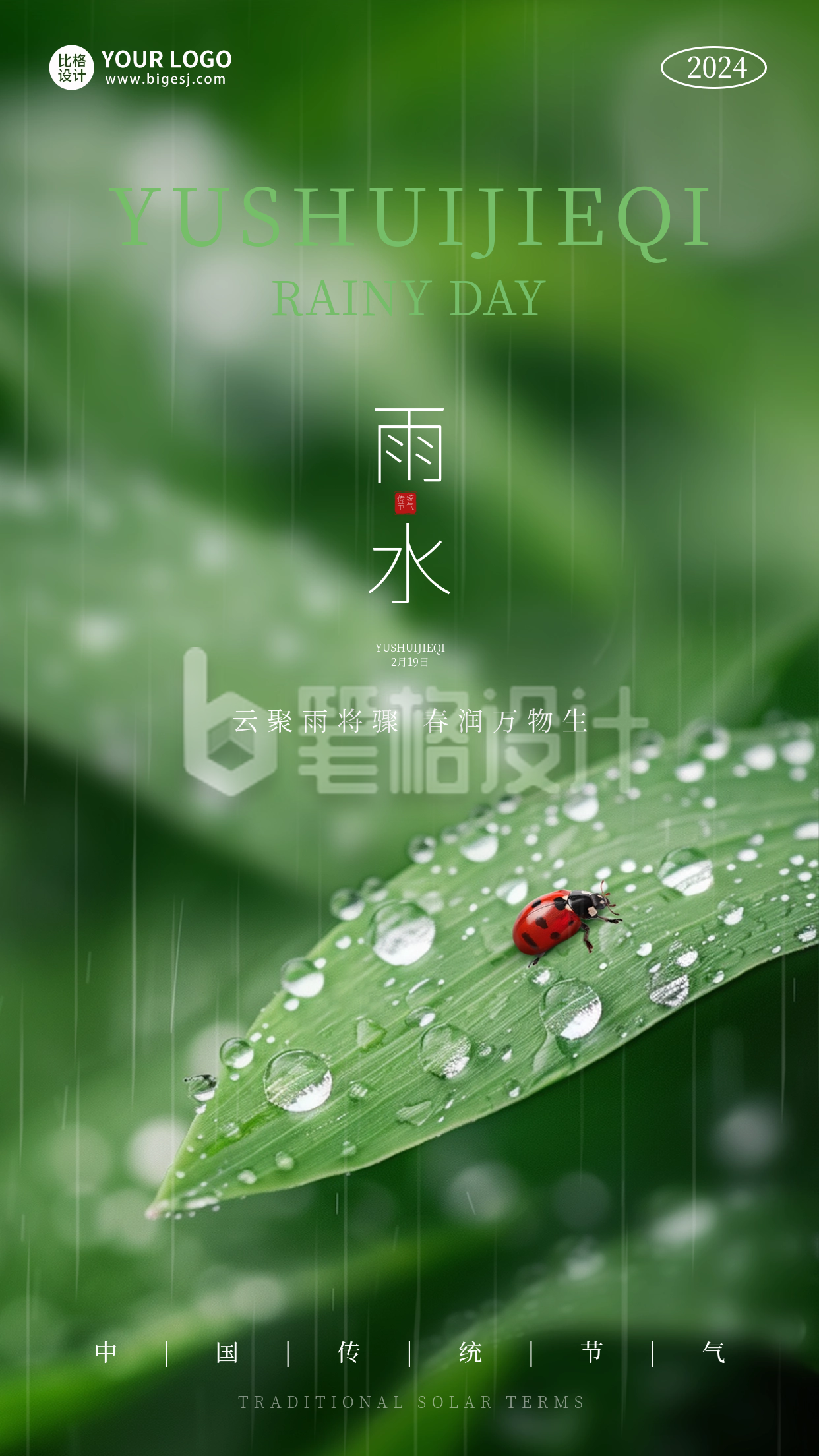 雨水节气实景海报