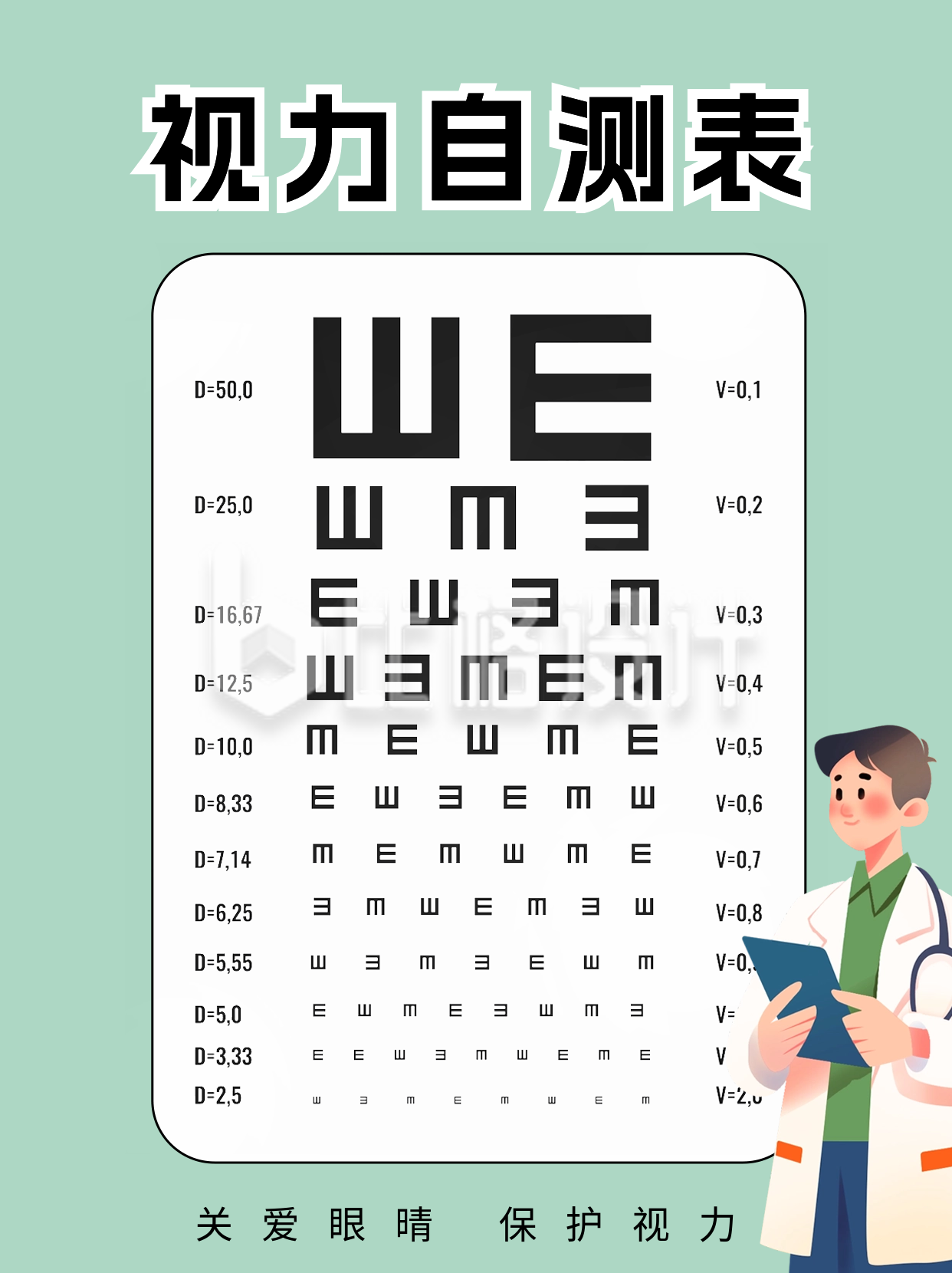 视力自测表小红书封面图