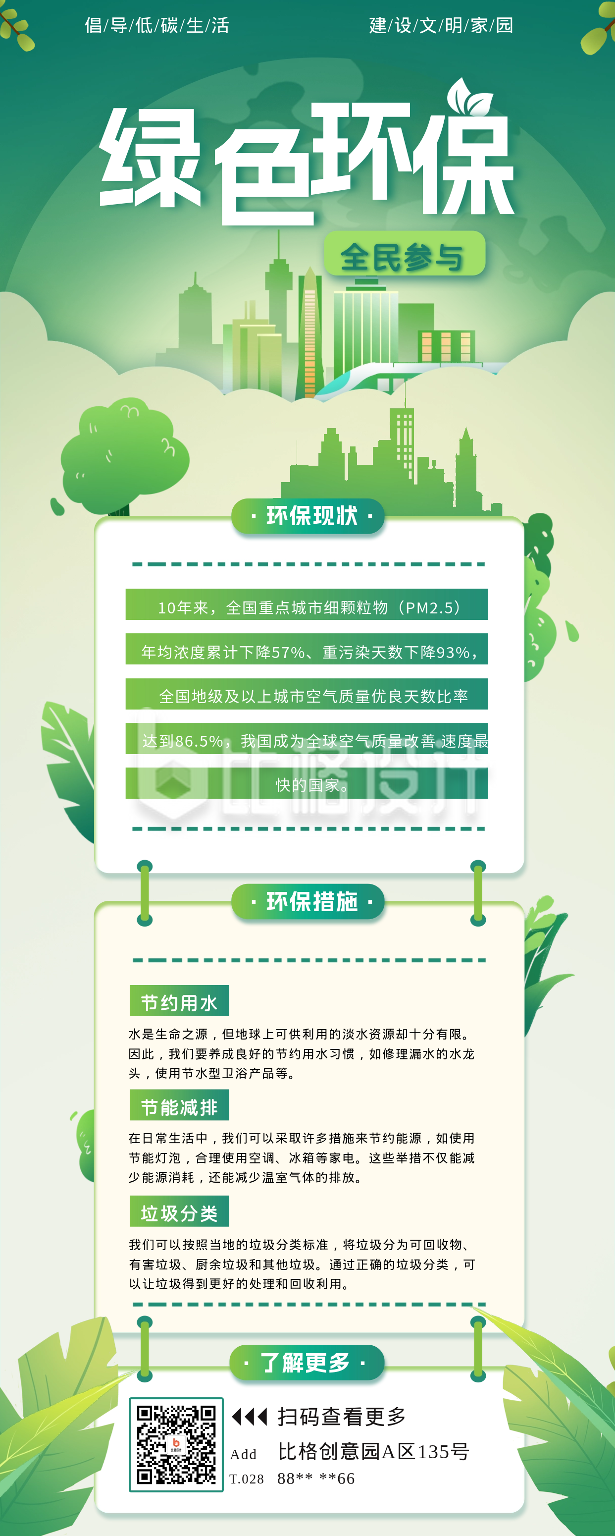 绿色环保宣传长图海报