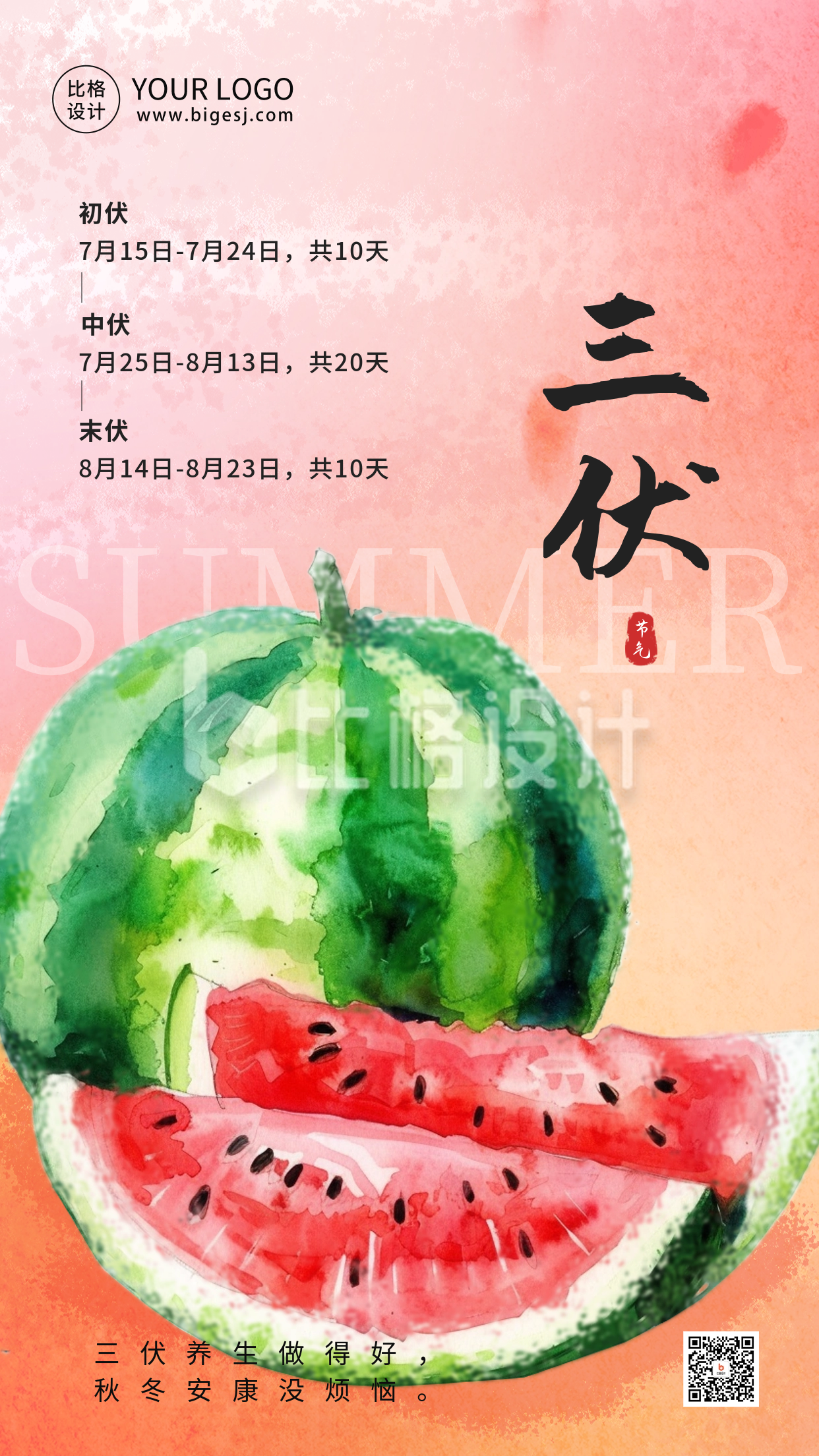 夏季三伏天节气海报