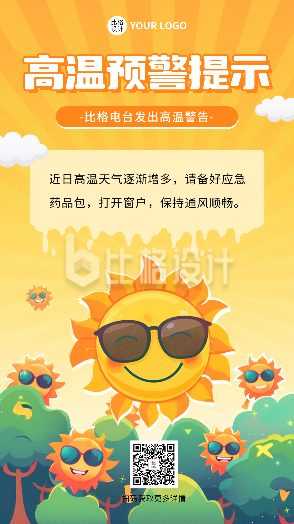 夏季高温预警防暑宣传海报