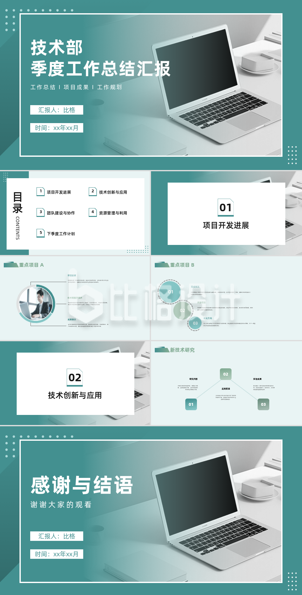 商务实景技术部季度工作总结汇报PPT