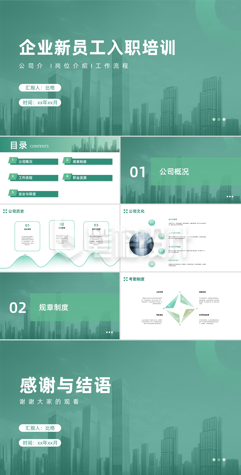 商务实景企业新员工入职培训PPT