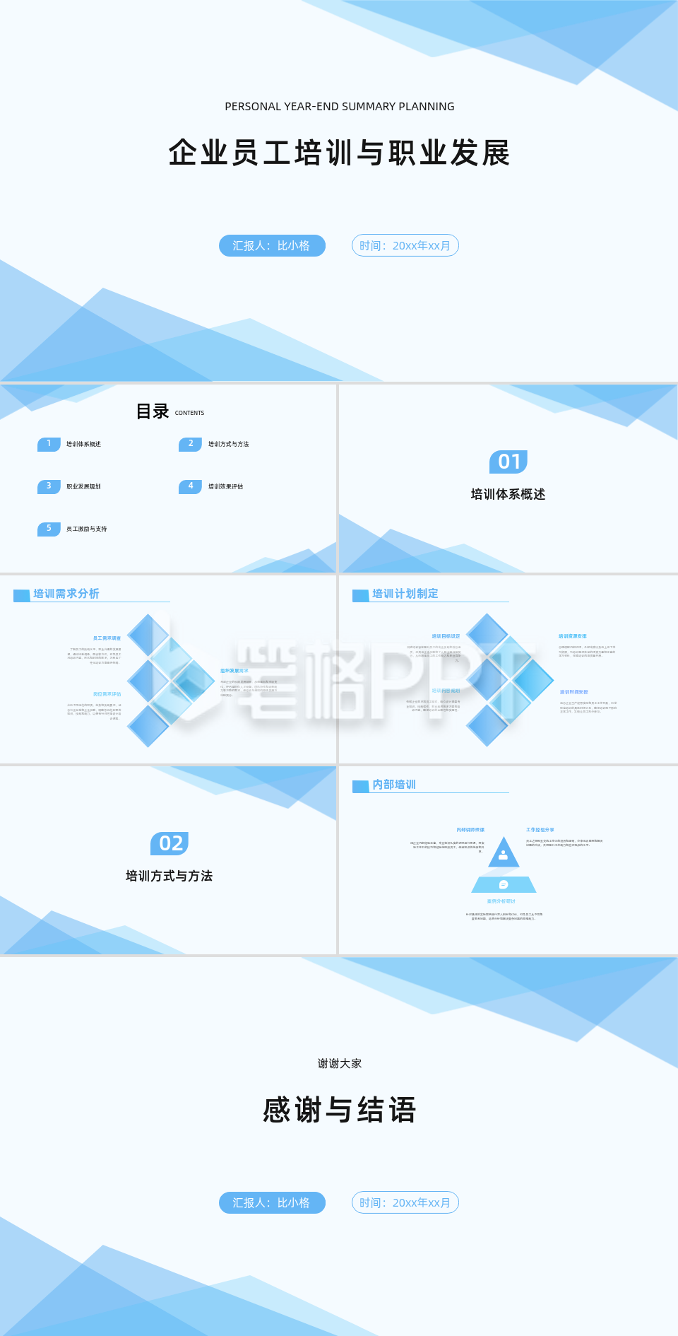 简约风企业员工培训与职业发展PPT