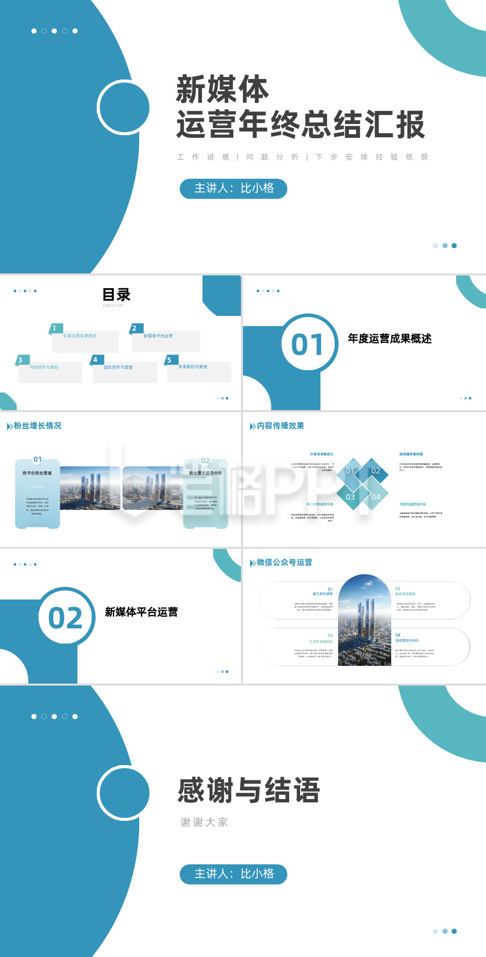 简约商务新媒体运营年终总结汇报PPT