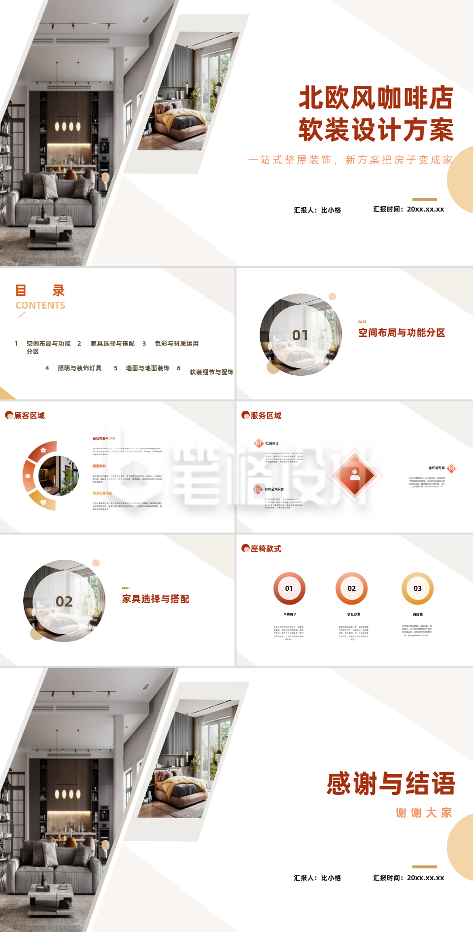 文艺北欧风咖啡店软装设计方案PPT