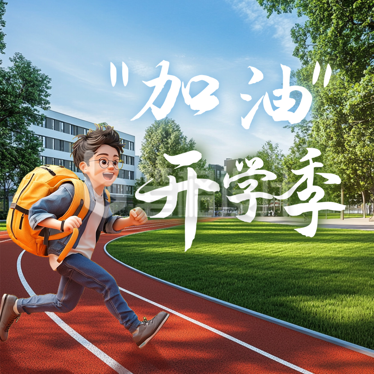 开学季校园日签方形海报