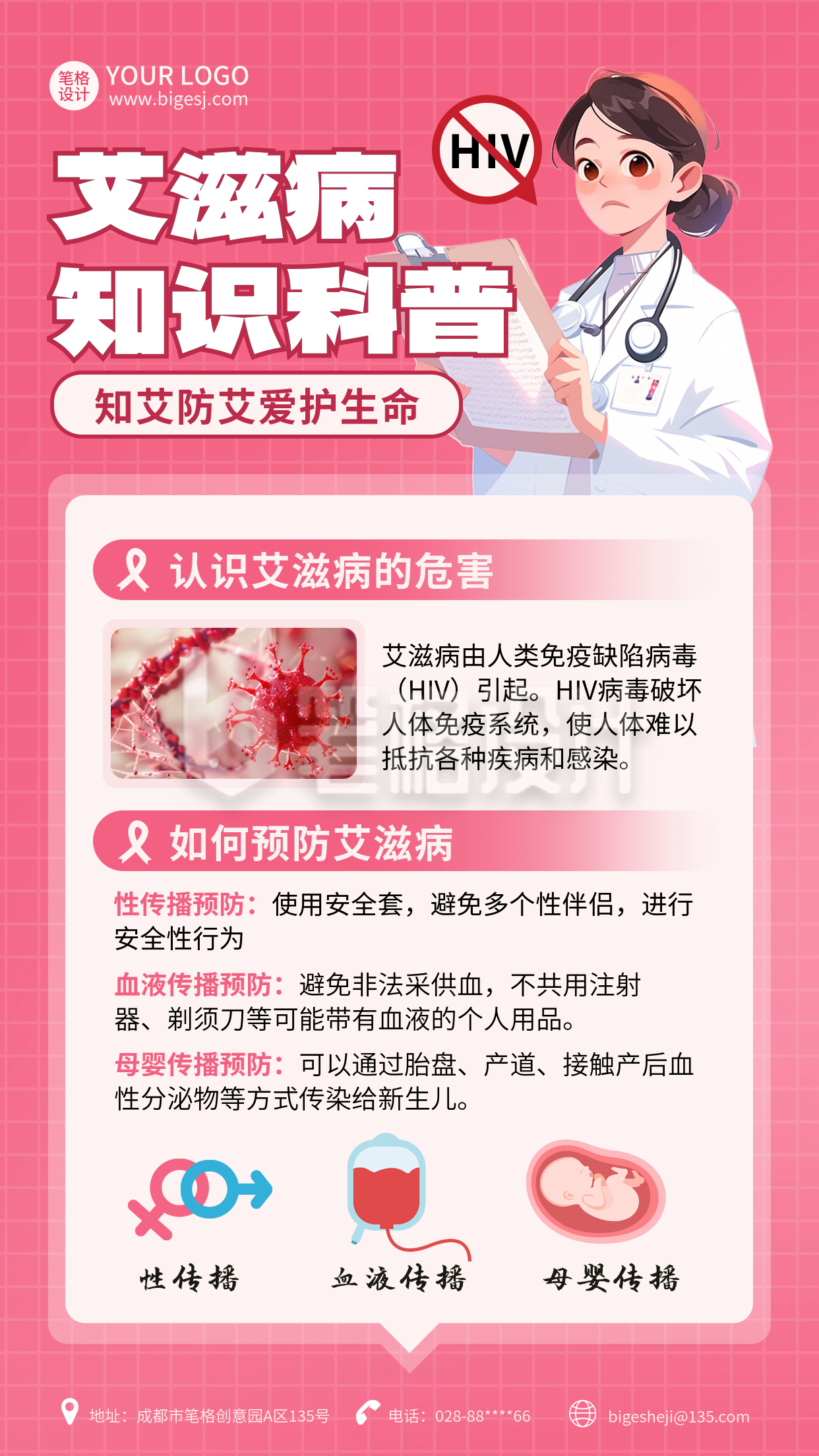 世界艾滋病日知识科普预防海报 世界艾滋病日知识科普预防海报