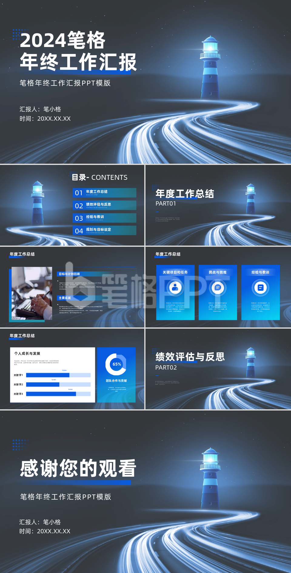 年终工作总结汇报简约PPT模版