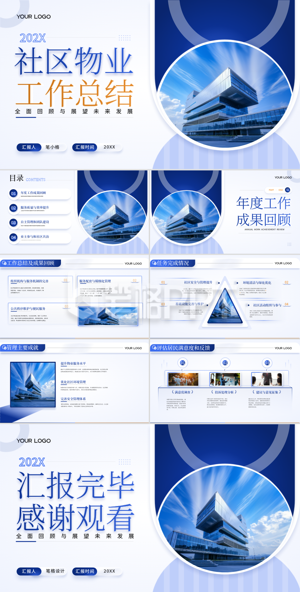 蓝色商务风社区物业工作总结PPT