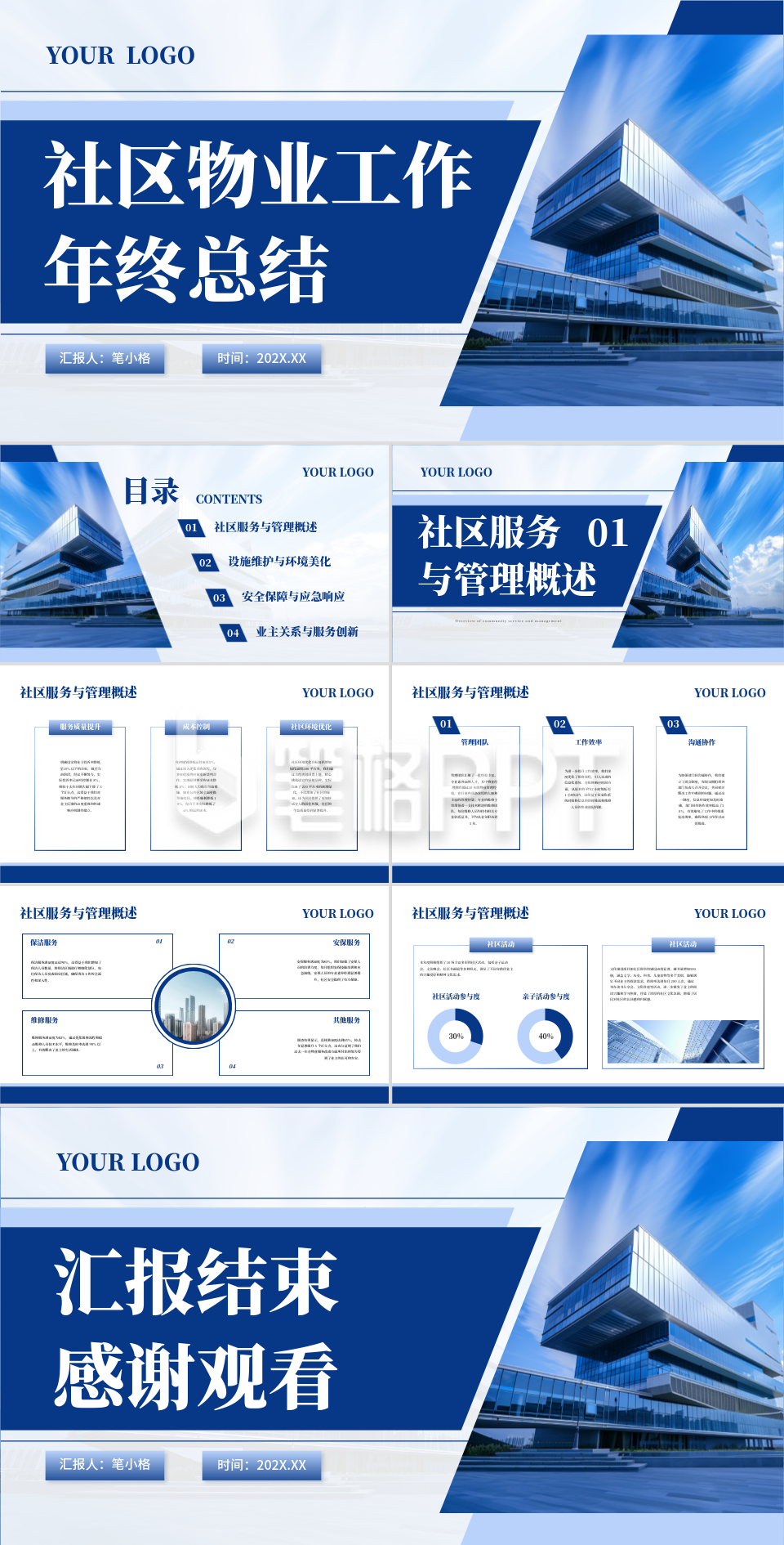 蓝色商务风物业管理行业社区物业工作年终总结PPT 蓝色商务风物业管理行业社区物业工作年终总结PPT