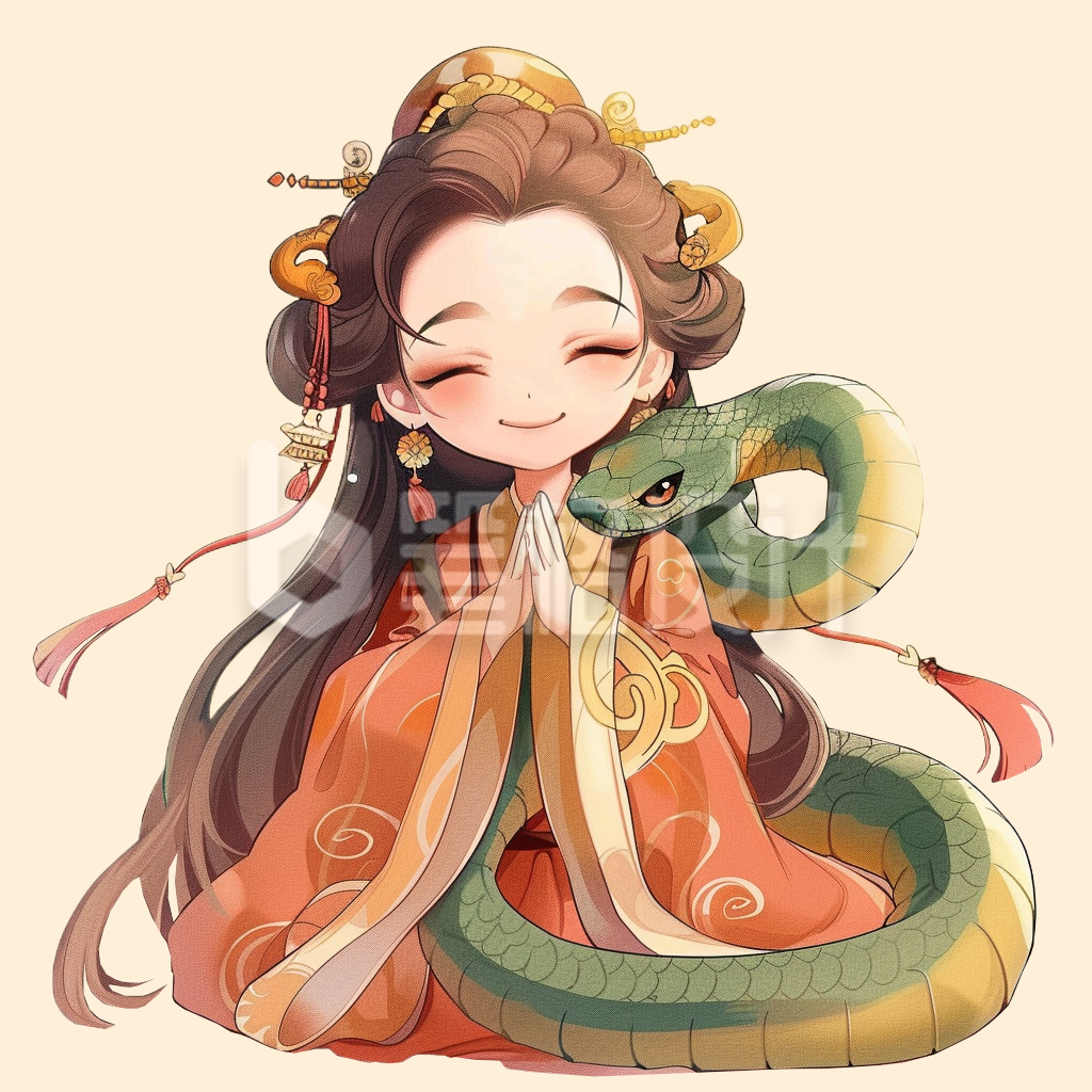 手绘女生蛇年卡通头像 手绘女生蛇年卡通头像