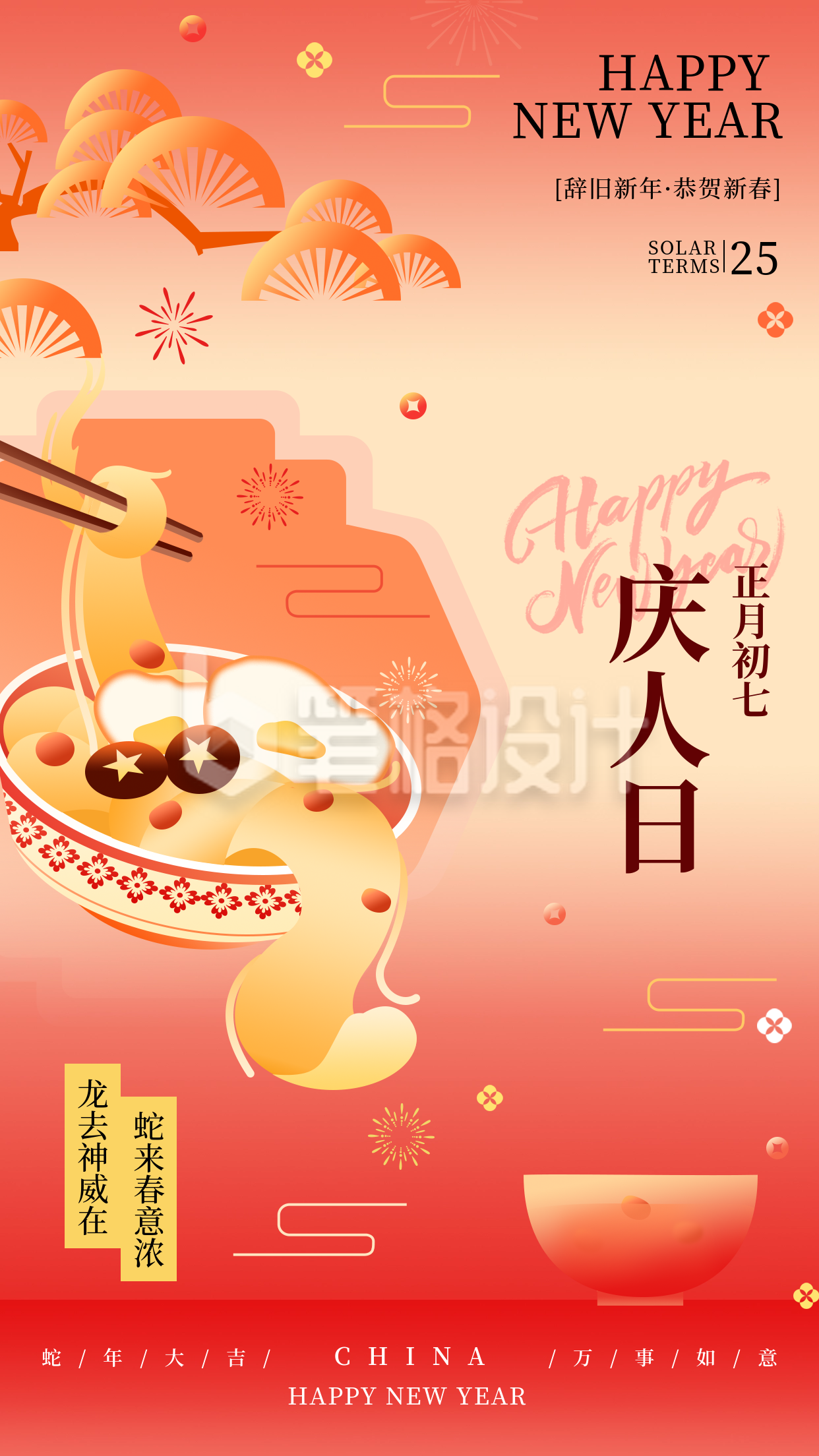 新年春节习俗正月初七庆人日传统习俗海报 新年春节习俗正月初七庆人日传统习俗海报