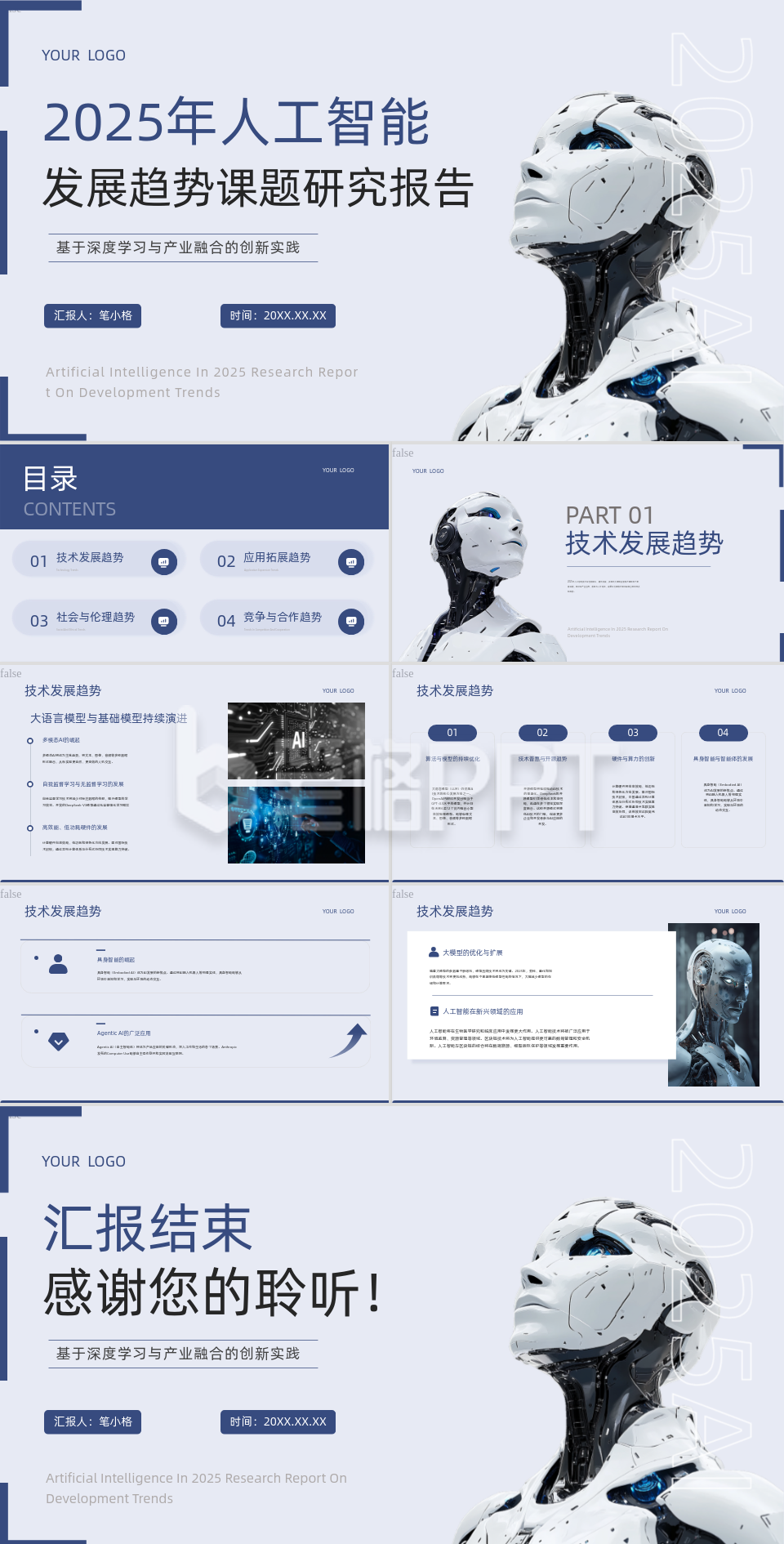 蓝色商务风2025年人工智能发展趋势课题研究报告PPT模板 蓝色商务风2025年人工智能发展趋势课题研究报告PPT模板