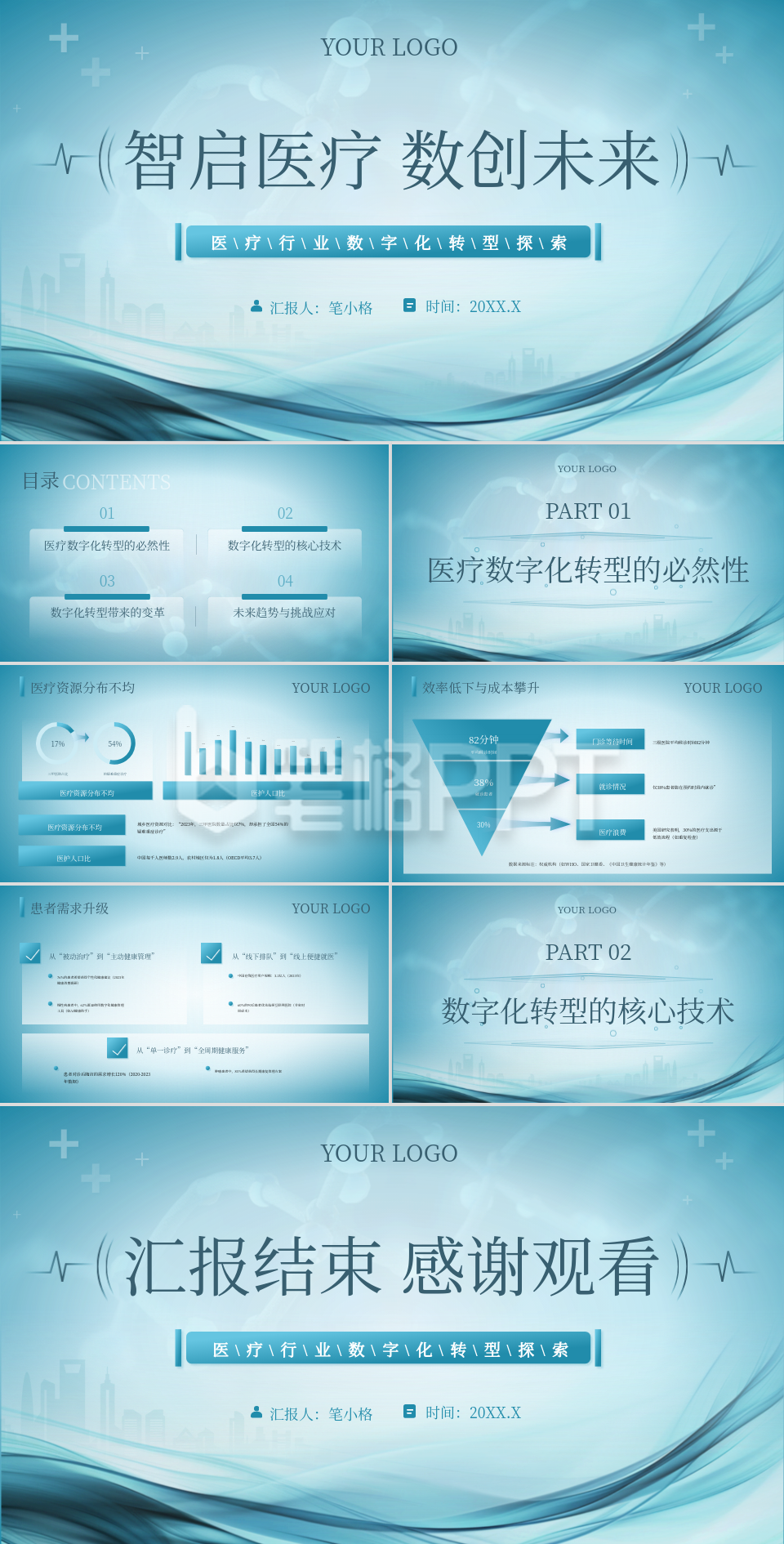蓝色简约风医疗行业数字化转型探索PPT 蓝色简约风医疗行业数字化转型探索PPT