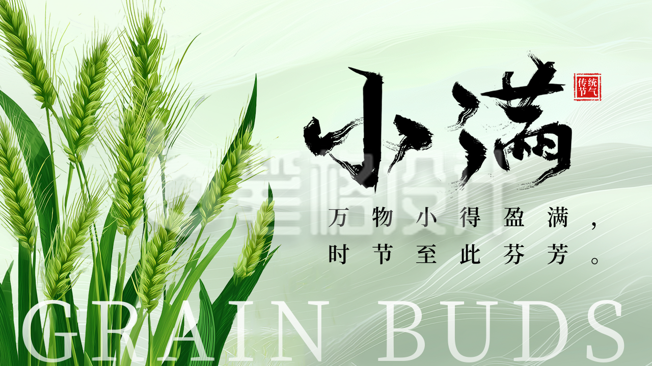 小满节气祝福麦穗宣传公众号图文封面