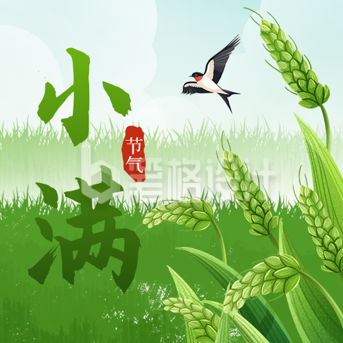 小满节气宣传麦子手绘封面次图