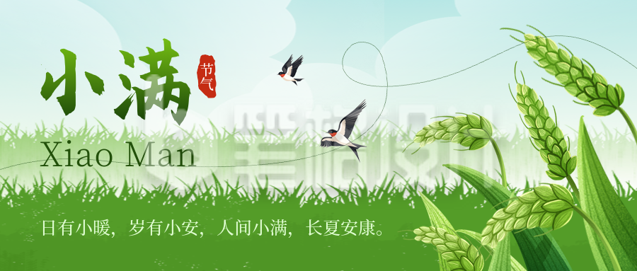 小满节气宣传麦子手绘封面首图 小满节气宣传麦子手绘封面首图