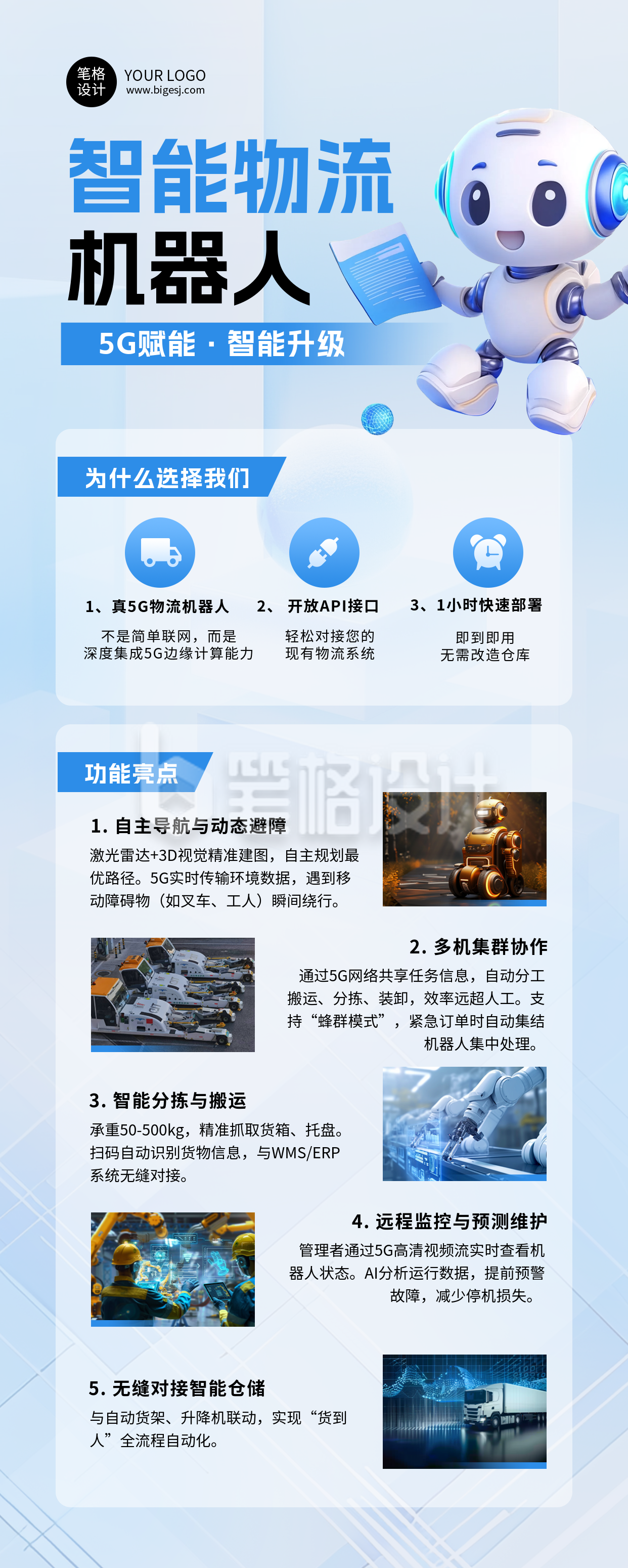 科技产品介绍蓝色简约长图海报