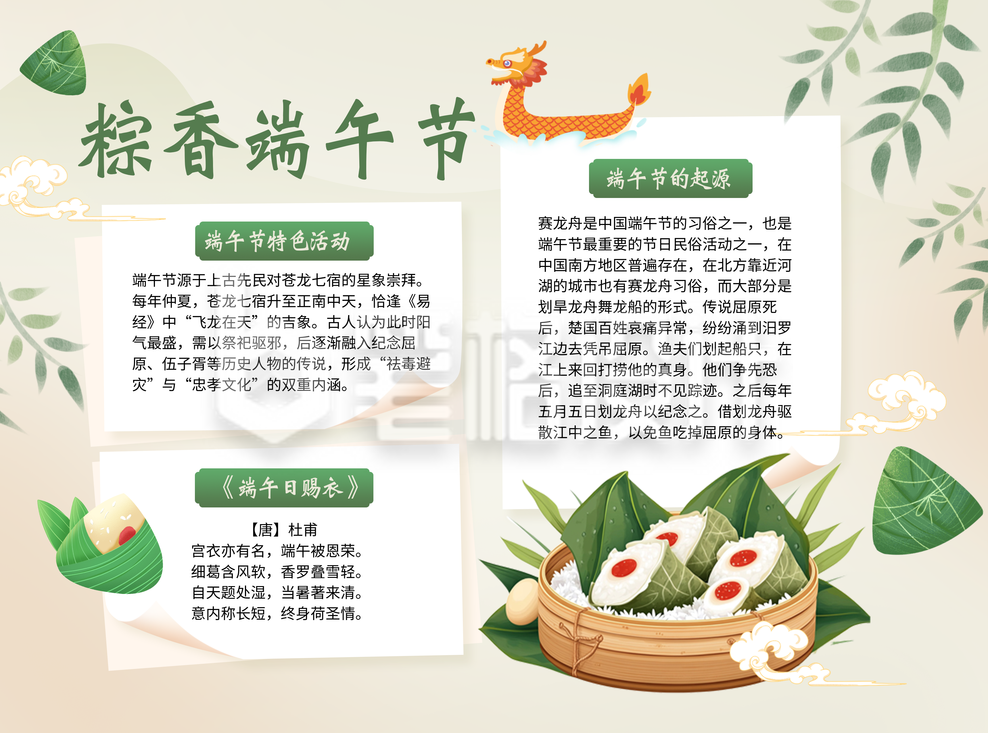 端午节节日科普简约手抄报