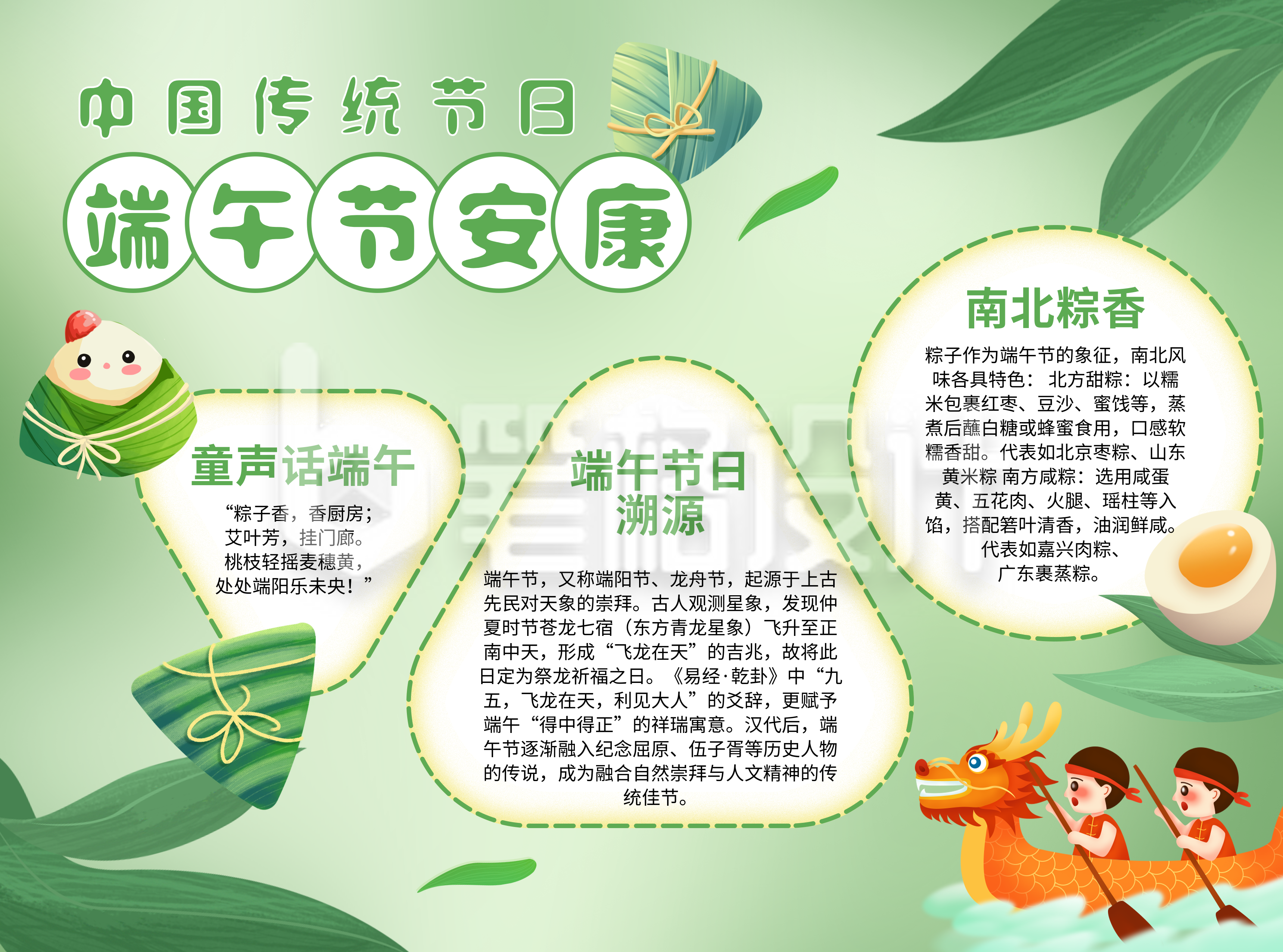 端午节节日祝福卡通手抄报