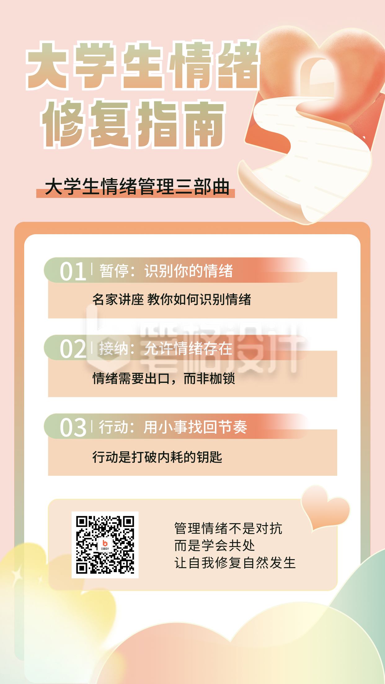 大学生情绪修复指南宣传海报