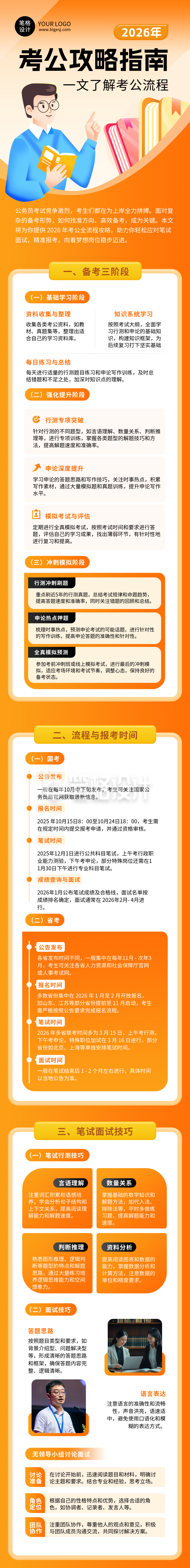 考公攻略指南橙色简约公众号长图 考公攻略指南橙色简约公众号长图