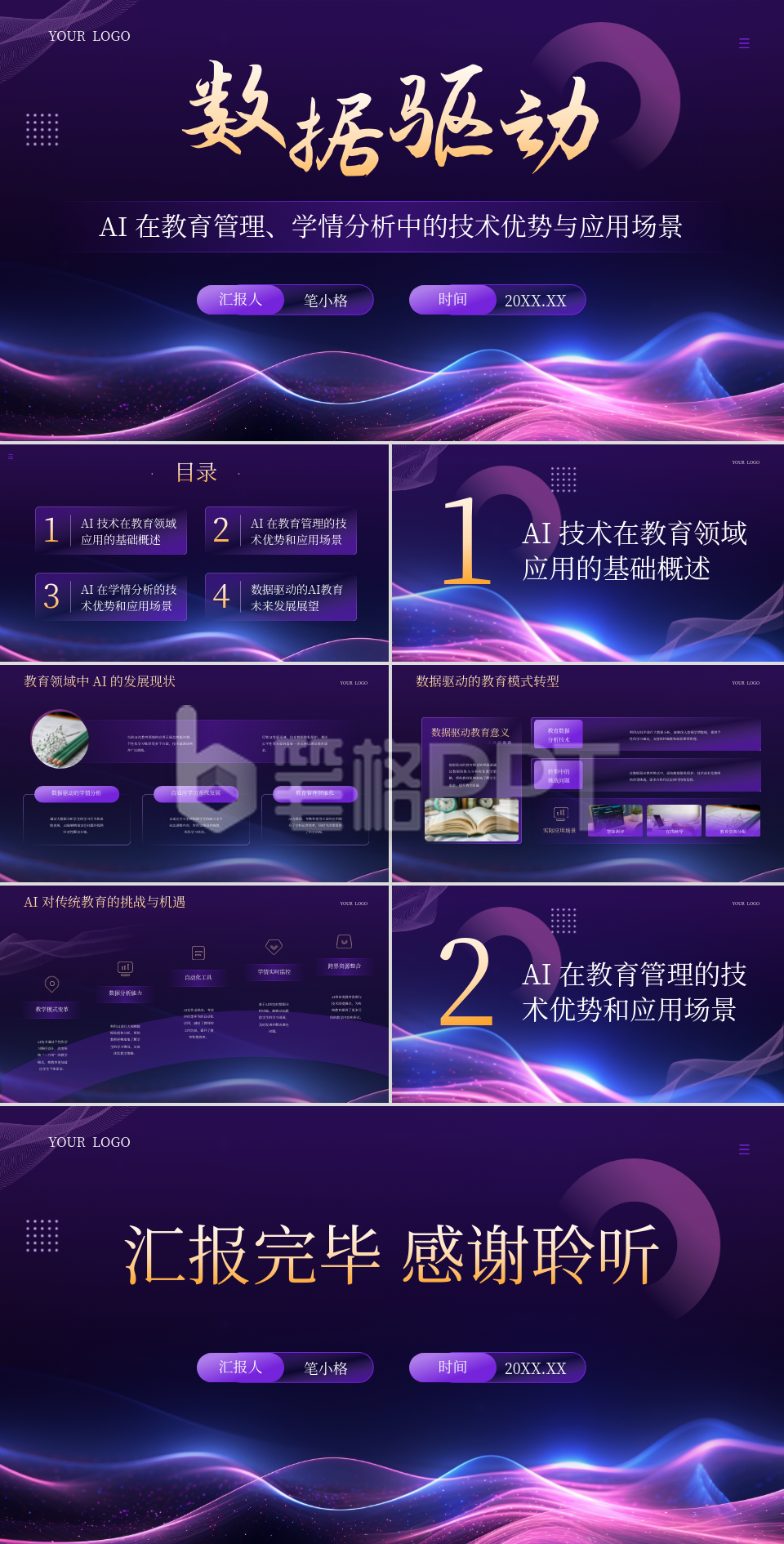 紫色科技风AI教育行业数据驱动PPT 紫色科技风AI教育行业数据驱动PPT