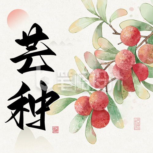 芒种节气祝福手绘风公众号次图