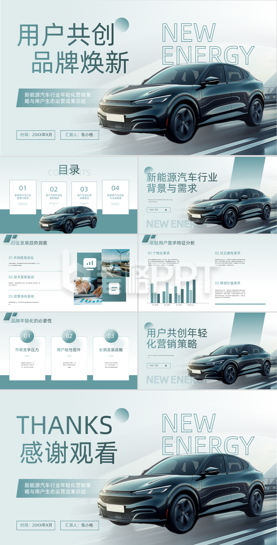 青绿色实景风新能源汽车年中总结PPT 青绿色实景风新能源汽车年中总结PPT