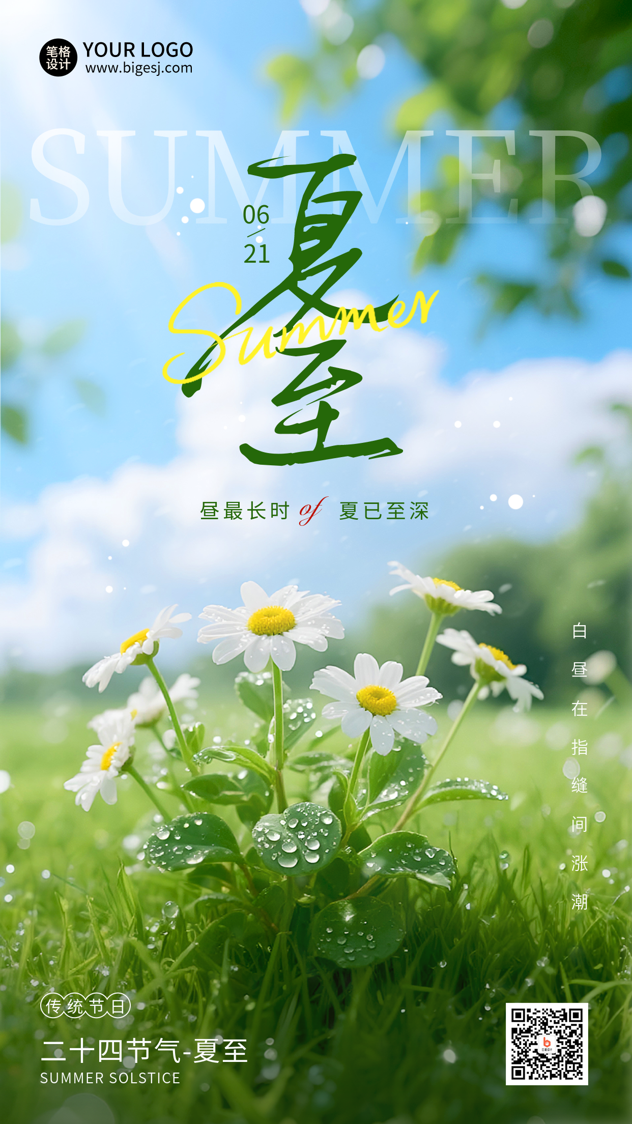 夏至节气实景渐变宣传海报