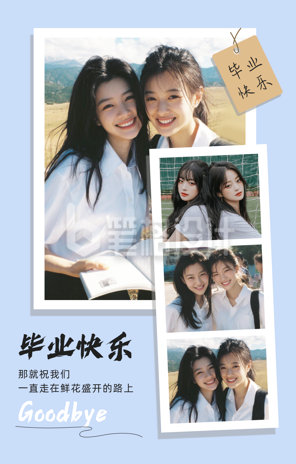 毕业季晒照分享拼图模板