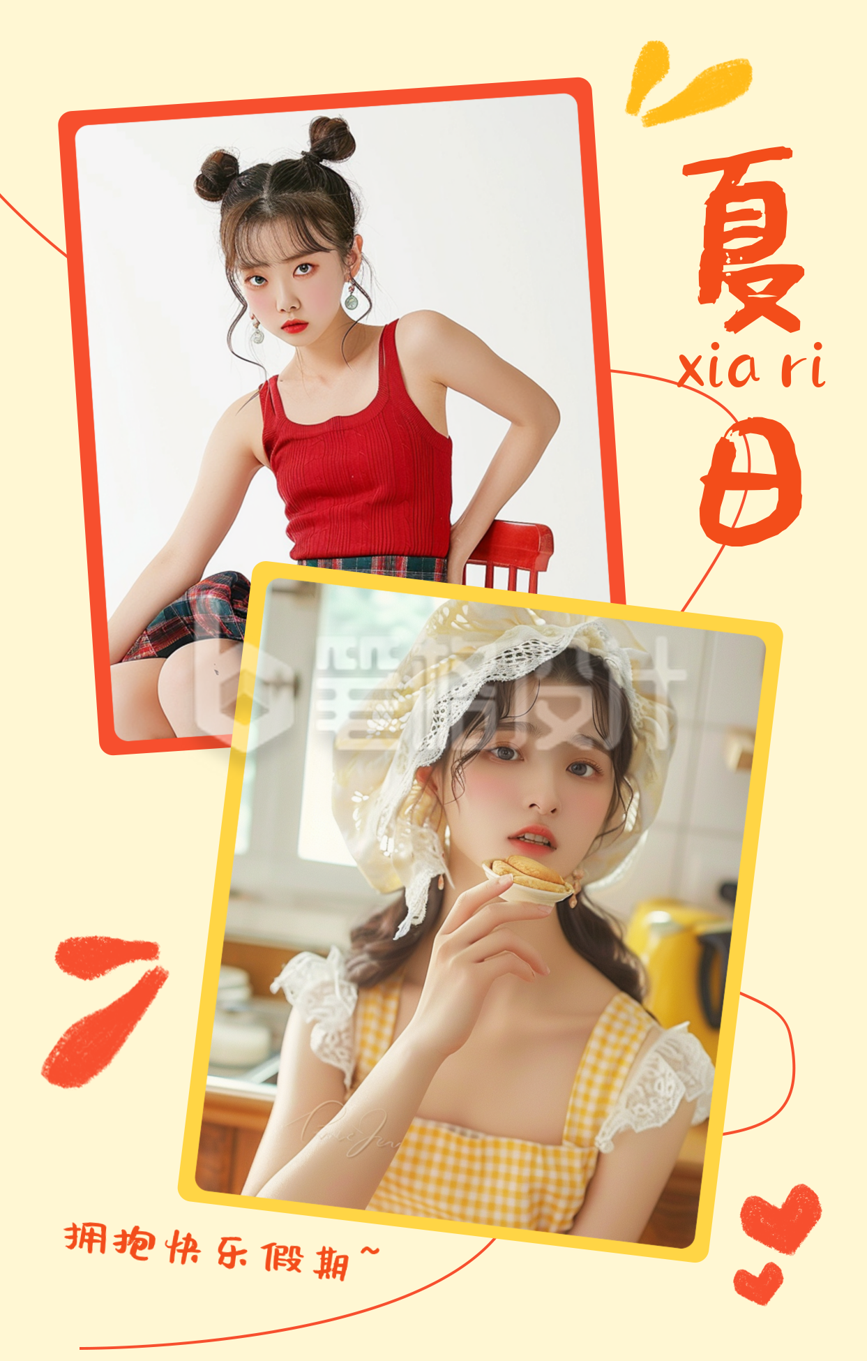 简约夏日假期晒照拼图模板 简约夏日假期晒照拼图模板