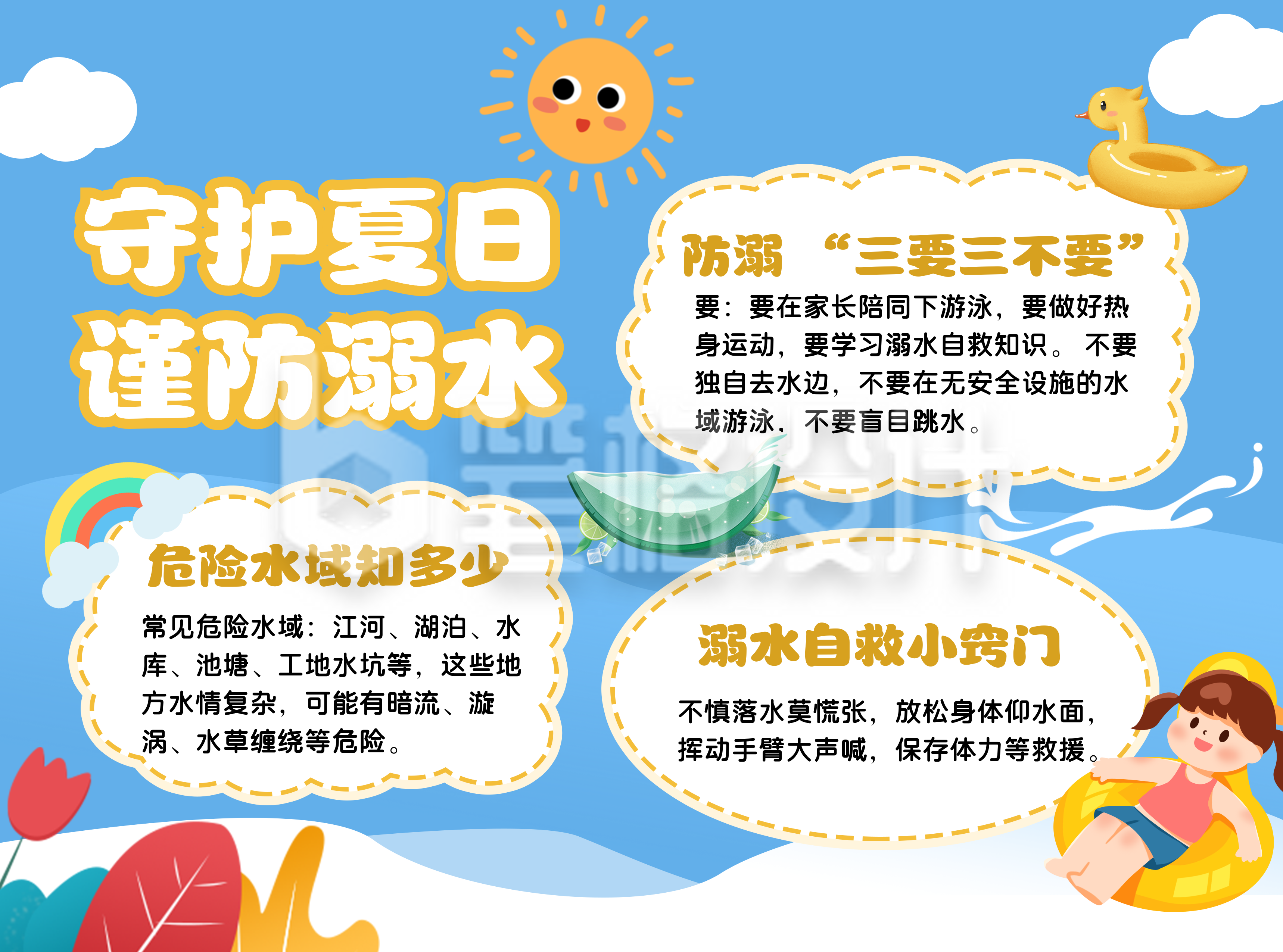 安全教育防溺水知识科普蓝色手抄报 安全教育防溺水知识科普蓝色手抄报